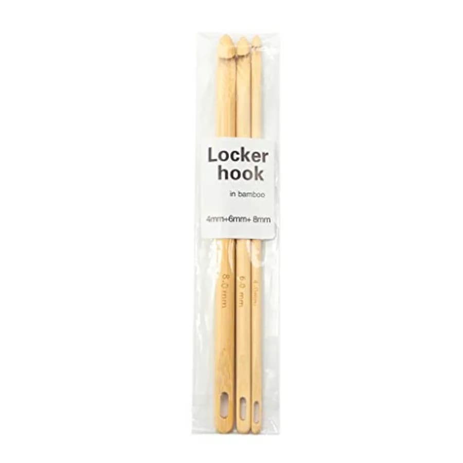 Locker Hook, 3Pieces 4/6/8mm Wooden Locker Hook Crochet Thread Needles Hand Knitting Tool Crafts