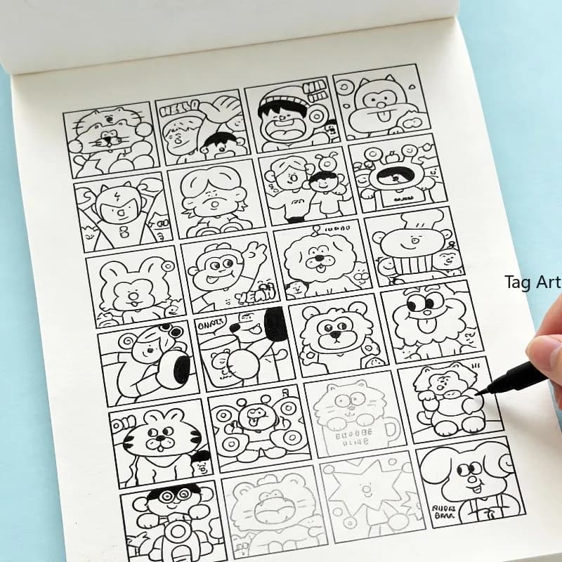 Anxious Relief Hand Picture Book, Copy Line Drawing Album, Dinosaur/Monster/Food And Other Themes, Creative Coloring Book