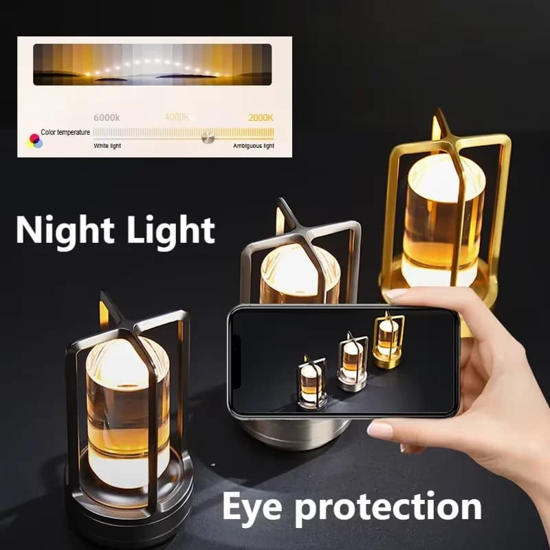 Protezione per gli occhi Luci notturne Lettura Lampade per andare a dormire Lampada da scrivania wireless con attenuazione a 3 colori per la decorazione della stanza Luci a LED ricaricabili