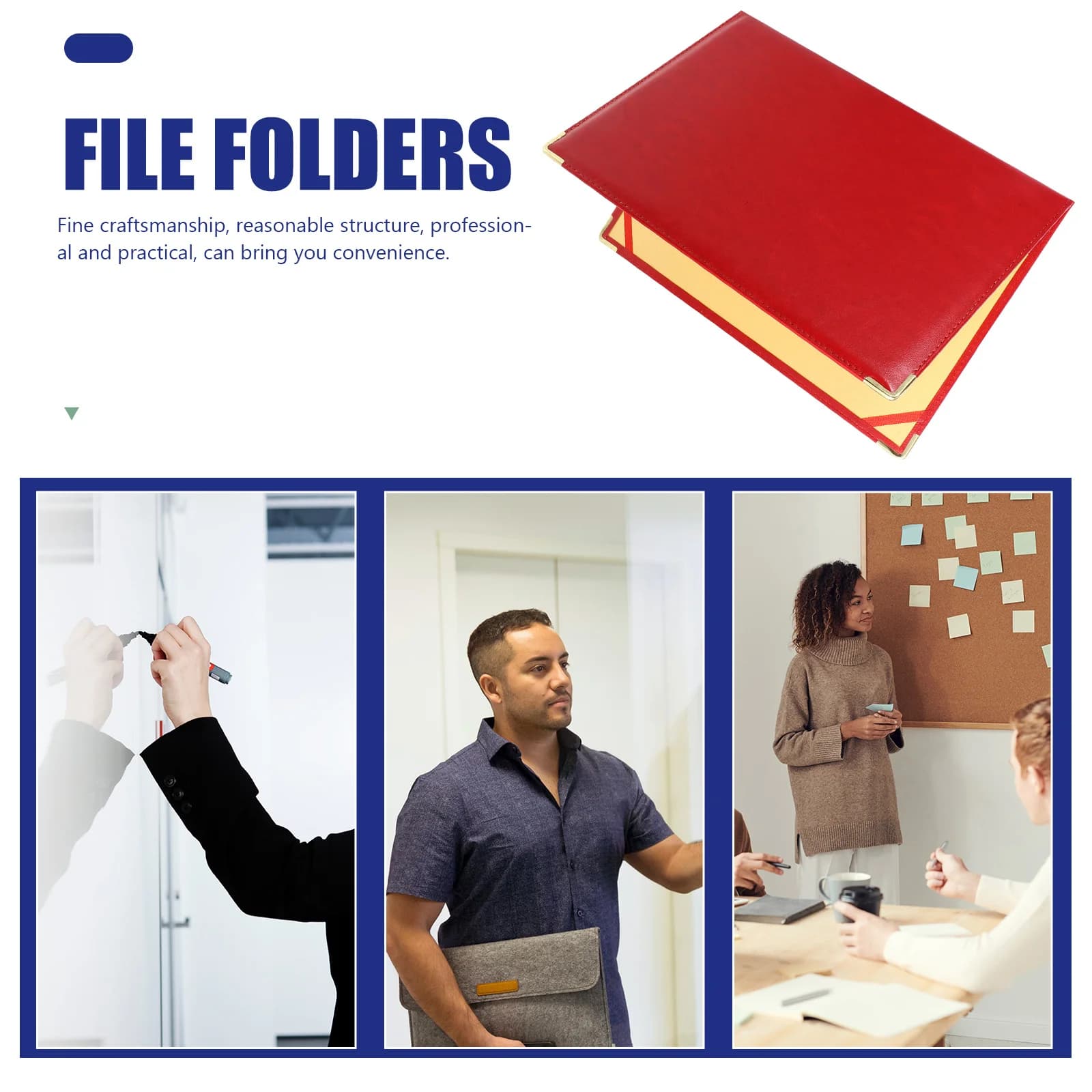 Grande cartella per documenti rossa Organizzatore portatile per portafoglio aziendale per la scheda di archiviazione di file da ufficio Porta documenti multiuso