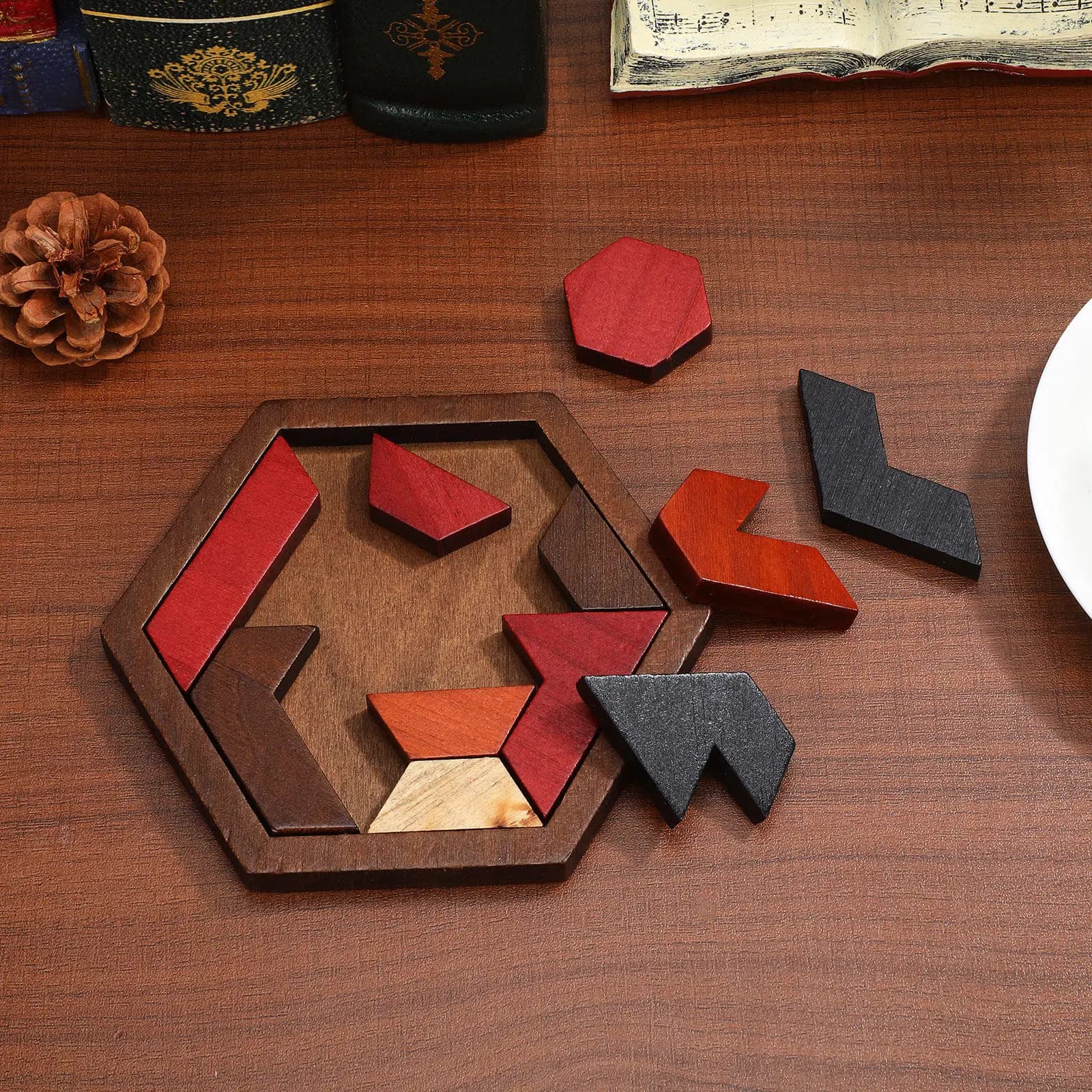 12 Pezzi Giochi di Logica, Puzzle da Tavolo, Blocchi Esagonali Creativi per l'Educazione Precoce