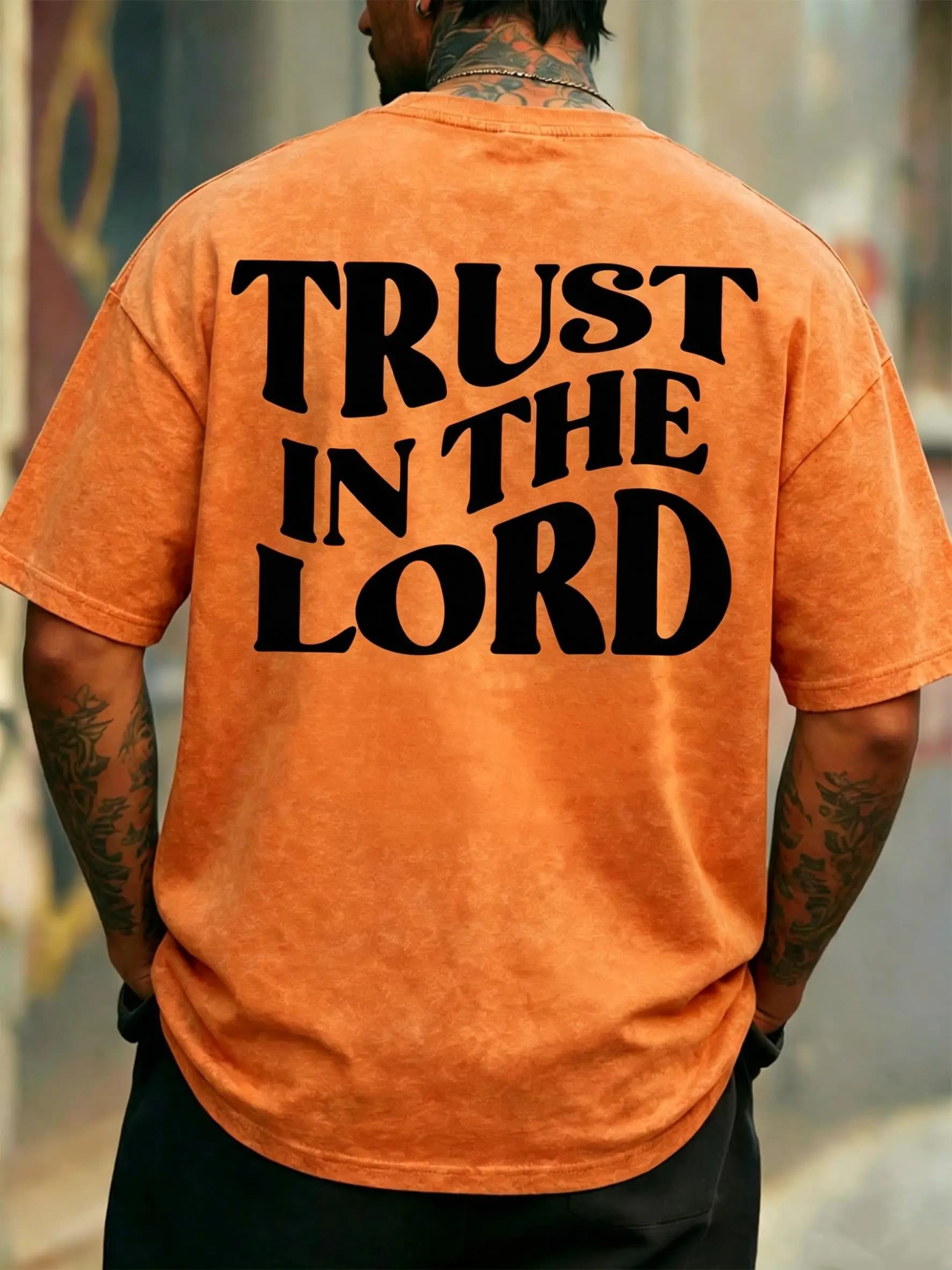 Trust In The Lord Design Washed T-Shirt Mens Crewneck Casual Short Sleeve Cotton Oversize Sportswear Summer Breathable Clothes