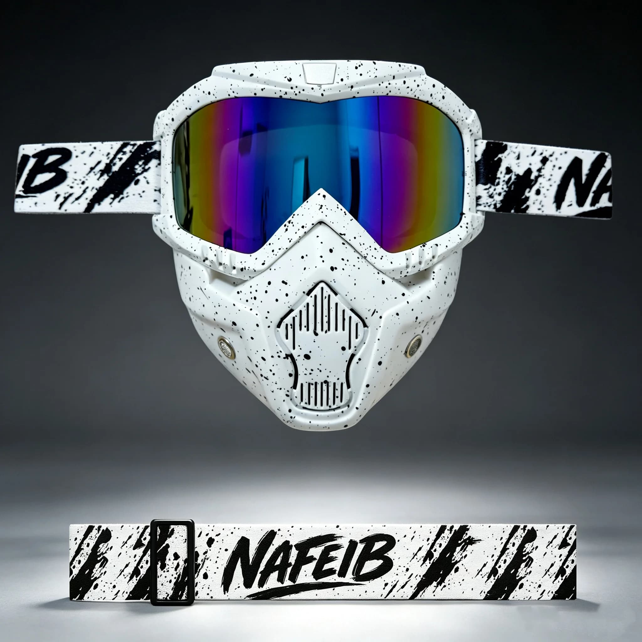 Motocross Off-Road Goggles, Detachable Windproof Face Mask, UV400 Anti-Glare Safety Eyewear for Cycling Ski Dirt Bike