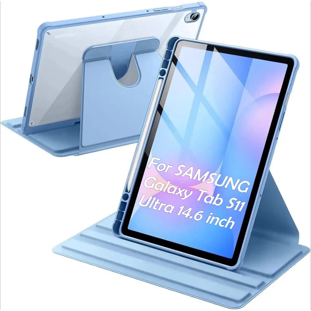 Custodia portapenne per Samsung Galaxy Tab S11 Ultra 14.6 S10 Lite FE 10,9 pollici Plus 13,1 360 ° Supporto di rotazione Sveglia/sonno automatico Funda