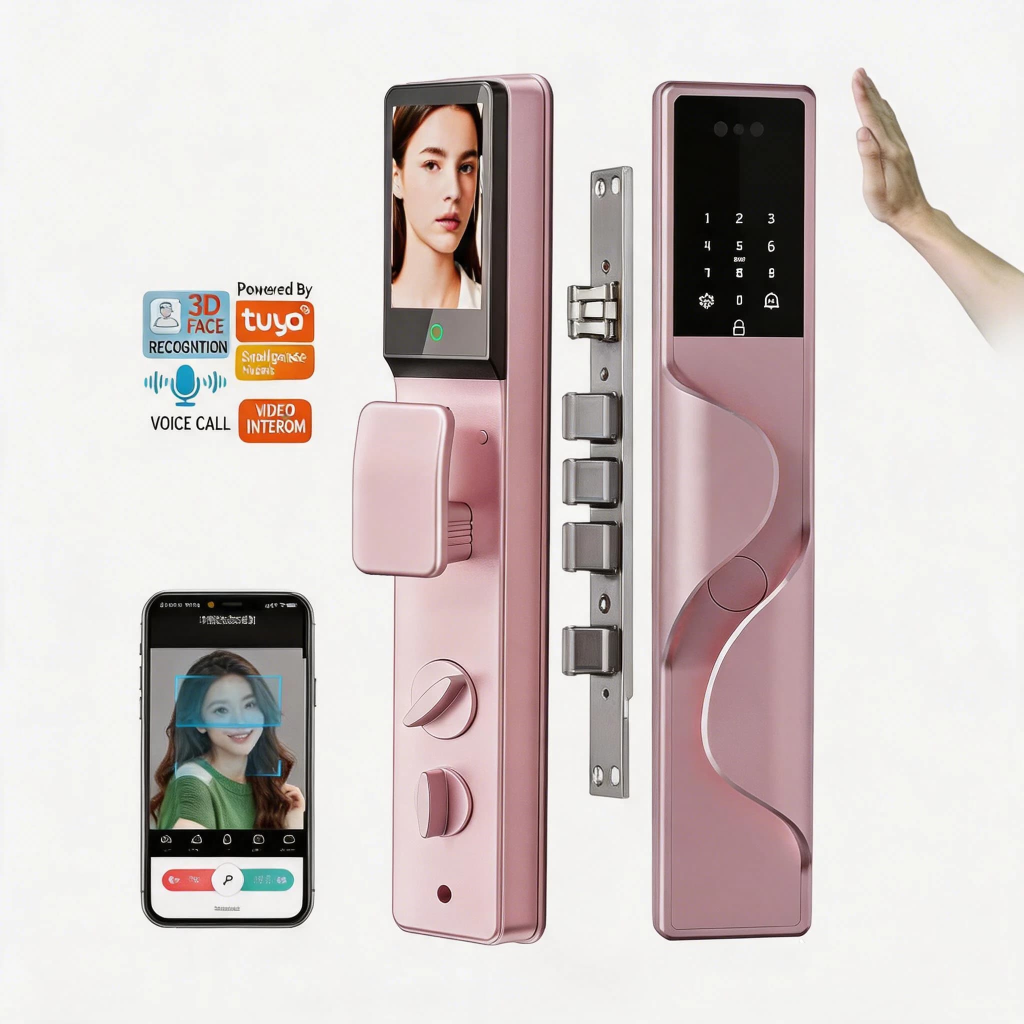 Security 3d Face Recognition Smart Lock Digital Tuya Remote Control Fingerprint Digital Smart Door Lock With Camera