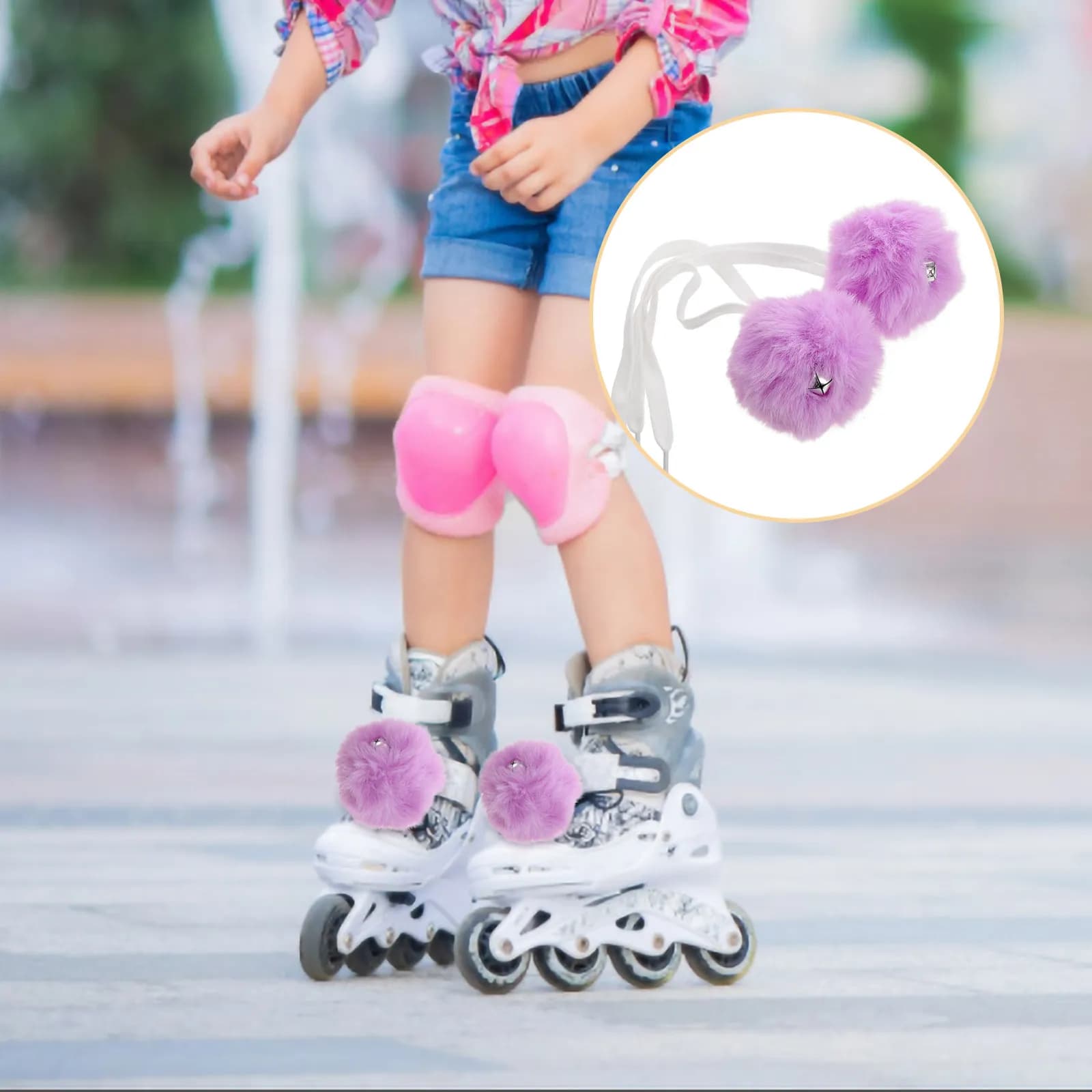 2 Pezzi di Graziosi Pompon Decorativi con Campanellino per Pattini a Rotelle, Pattini da Ghiaccio, Decorazione per Scarpe, Accessori per Pattinaggio, Attrezzatura Trendy