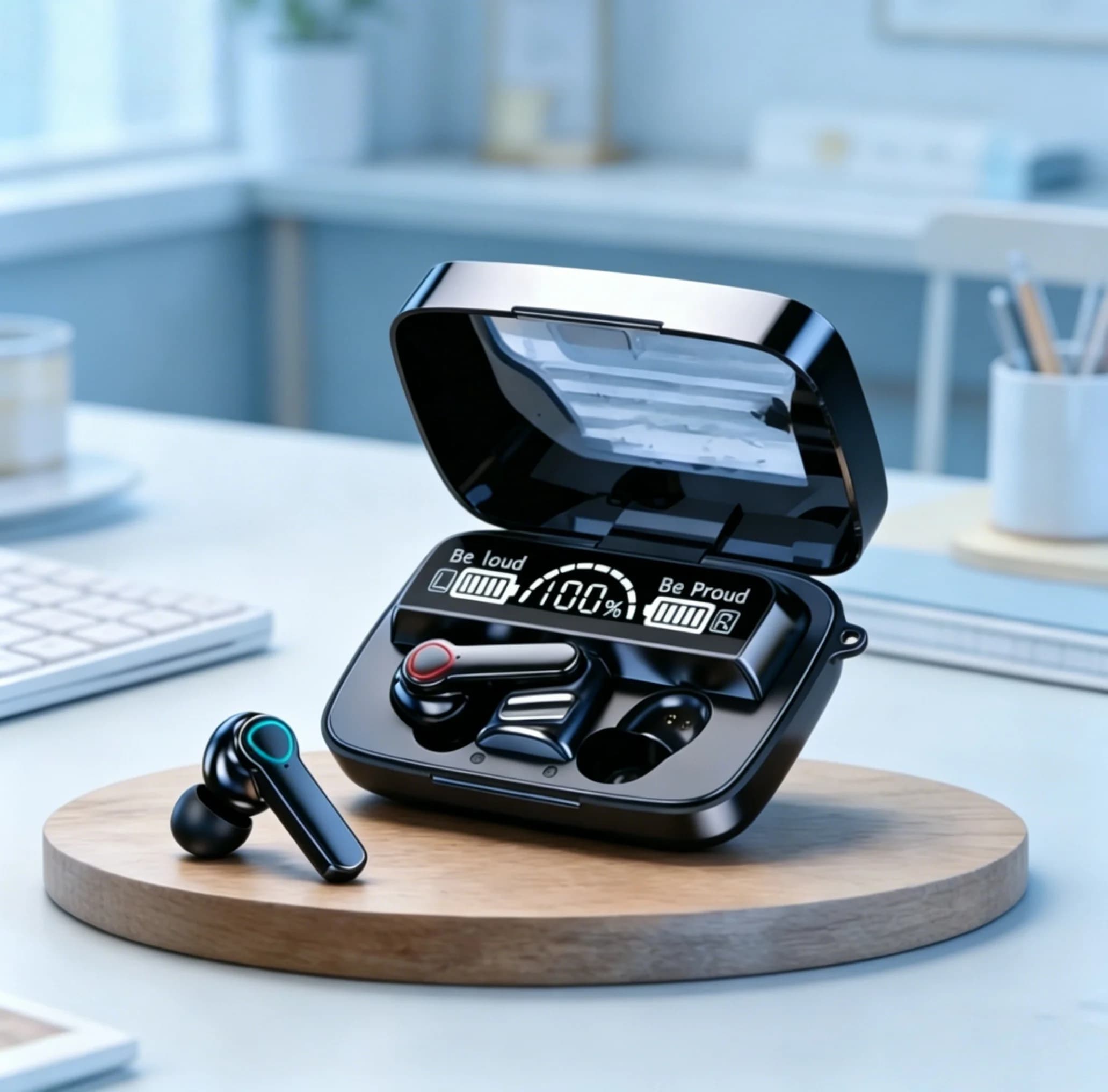 New M19 TWS Bluetooth Headphones 5.3 9D High Fidelity Wireless Headphones Touch IPX7 Waterproof Digital Display Headphones