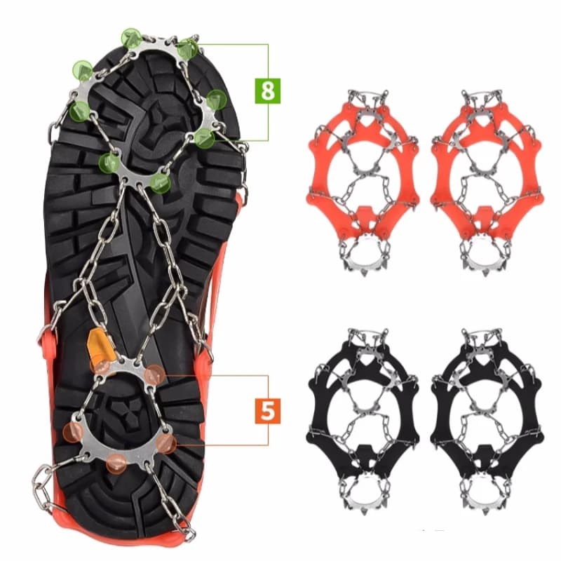 1 Pair Outdoor Stainless Steel 13-Tooth Crampons For Mountain Climbing and Snow Mountain Winter Non-Slip Shoe Covers and Shoe Ch