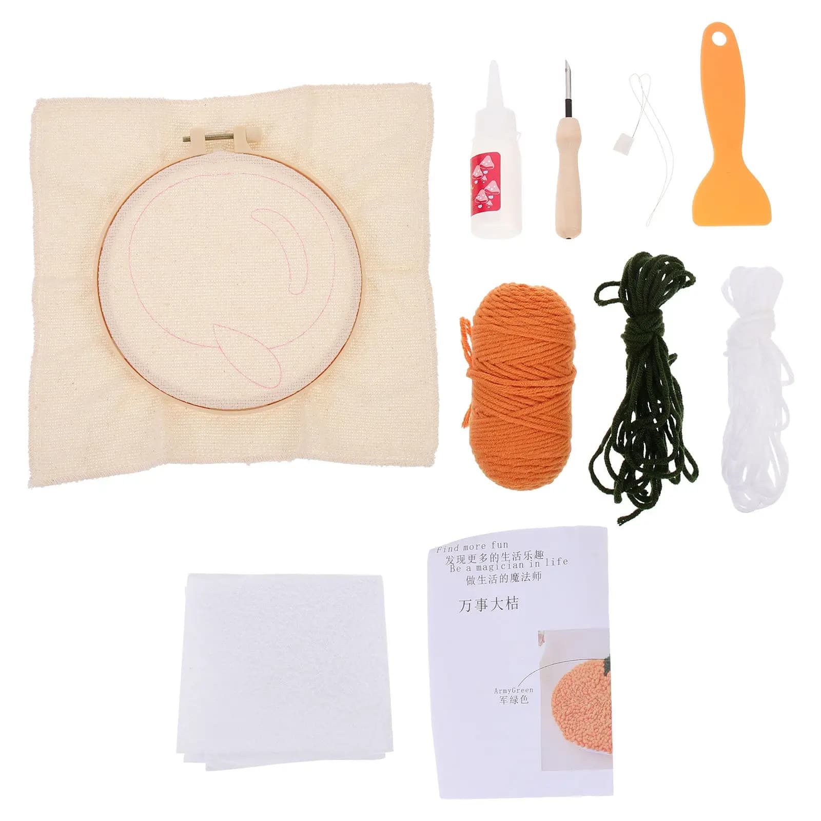 1 Set Punch Needle Coaster Material Package Wooden Embroidery Frame DIY Mug Tufted Rug Kit Decorative Handcraft Supplies
