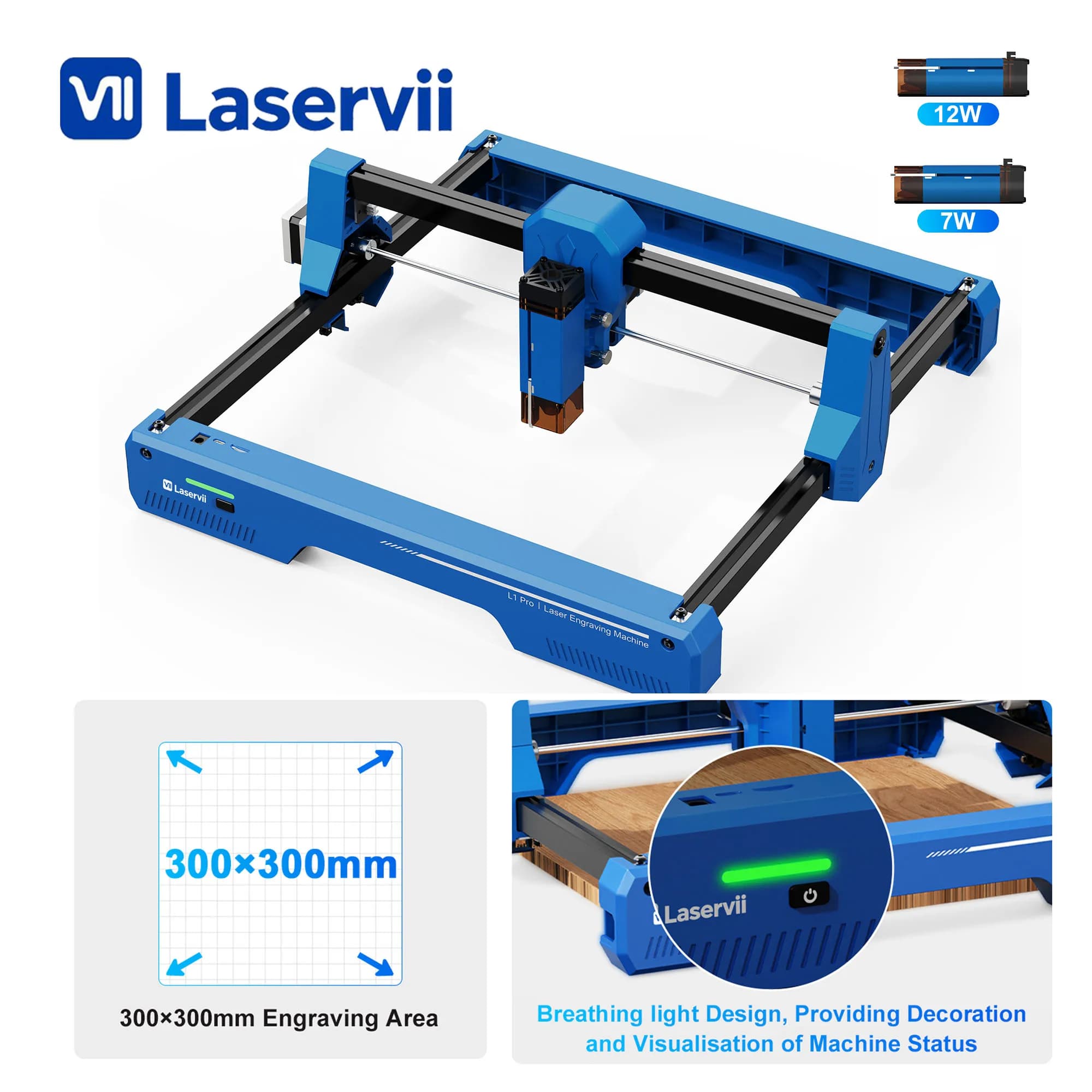 Laservii L1 Pro Laser Engraver 7W 12W 12000mm/min DIY Laser Cutter for Wood Acrylic Desktop Laser Engraving Machine