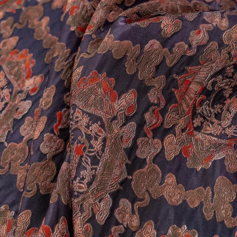 Purple Red Rayon Floral Jacquard Lurex Fabric New Chinese Style for Shirt Dress Qipao Vest Hanfu DIY Sewing Accessories