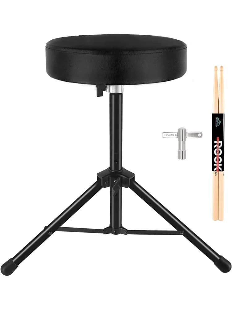 Trono per batteria, sgabelli per batteria imbottiti con piedini antiscivolo per batteristi per adulti e bambini (nero)