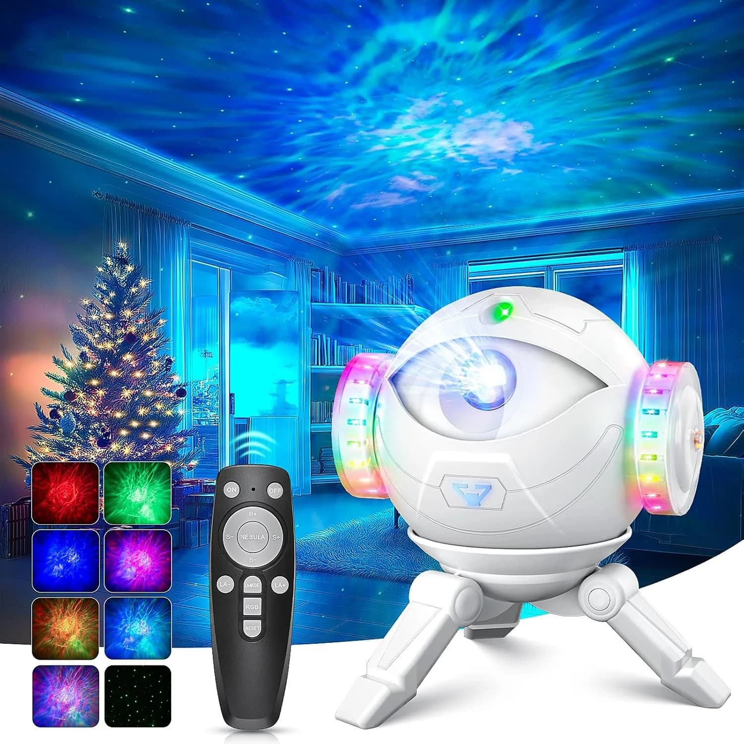 Proiettore di luce notturna per cielo stellato, luce d'atmosfera galassia nebulosa, 360 ° Lampada d'atmosfera rotante per l'arredamento della camera da letto, regalo fantastico per bambini