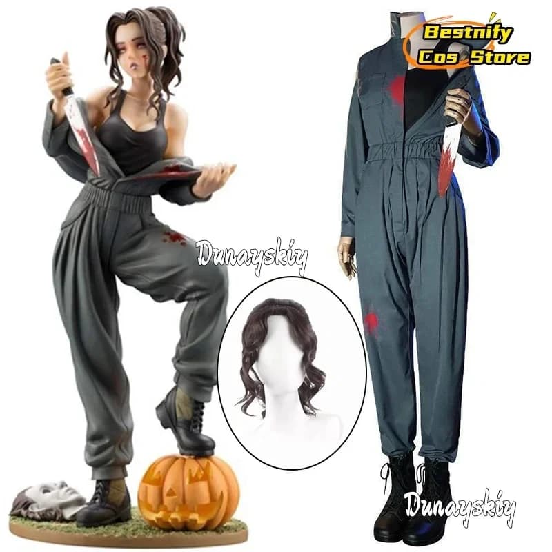 ABC123CosplayMovie Halloween Michael Myers Cosplay Costumes Women's Workwear Jumpsuits Uniform Anime Show Outfits Wig 3'd,5;h.9/