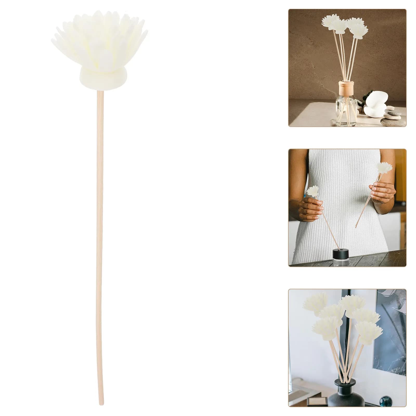 30 Pezzi Bastoncini Diffusori di Aroma in Rattan Bianco Artificiale per Oli Essenziali, Decorazione Casa e Tavola, Ecologici e Non Appiccicosi