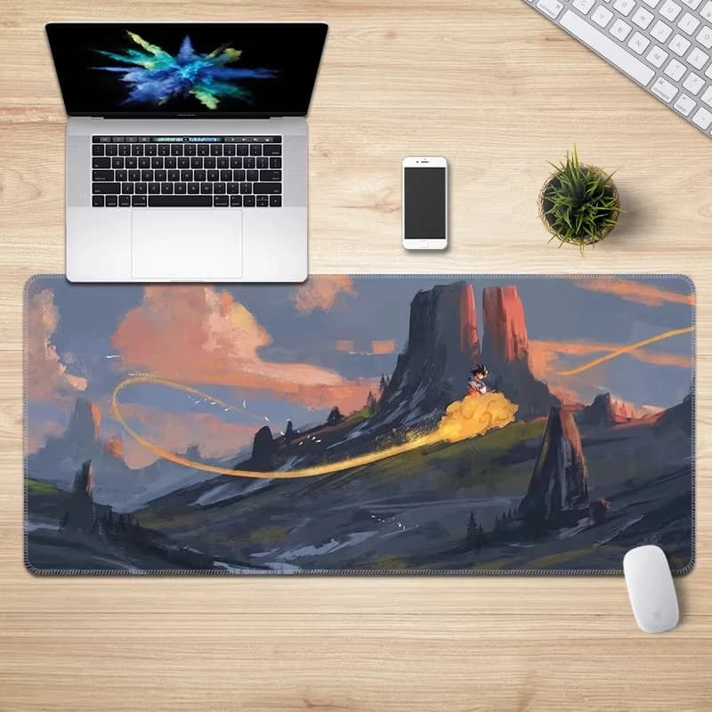 Tappetino per Tastiera Extra Lungo con Supporto per Polso, Antiscivolo, in Pelle, con Motivo Anime Dragon Ball, Tappetino da Gaming Oversize con Bordo Bloccato