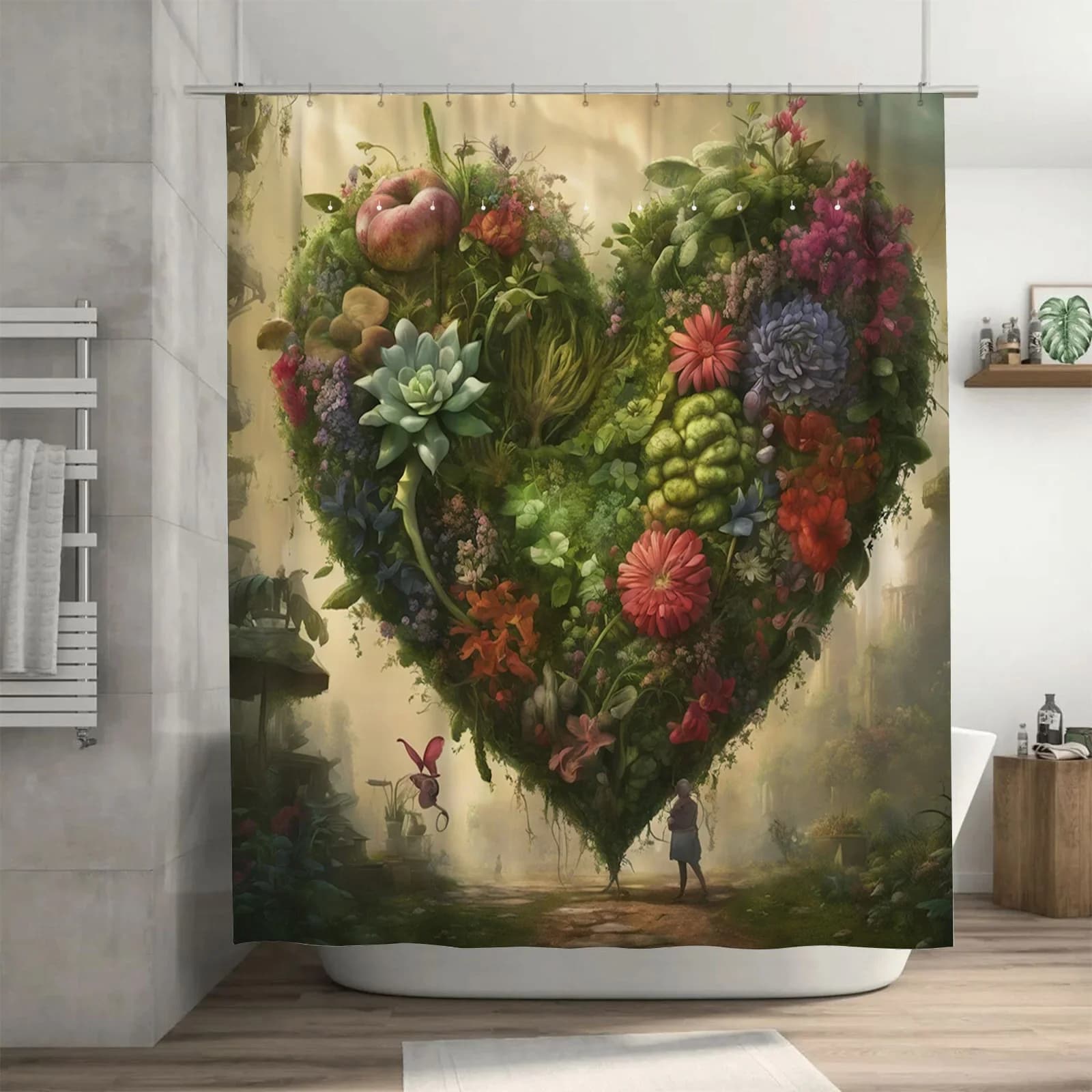 Tenda da doccia impermeabile Heart of Nature, perfetta per qualsiasi bagno, design vibrante e unico, opere d'arte moderne