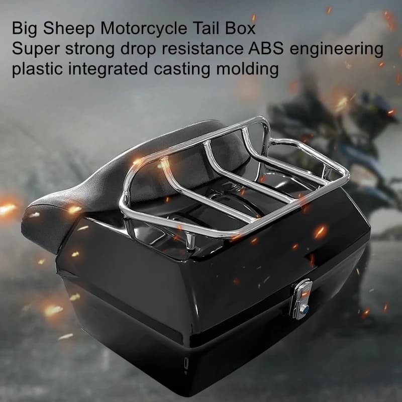 Bauletto per bici elettrica da 48L con ripiano, schienale morbido, bauletto per moto, 48L in grado di contenere due caschi
