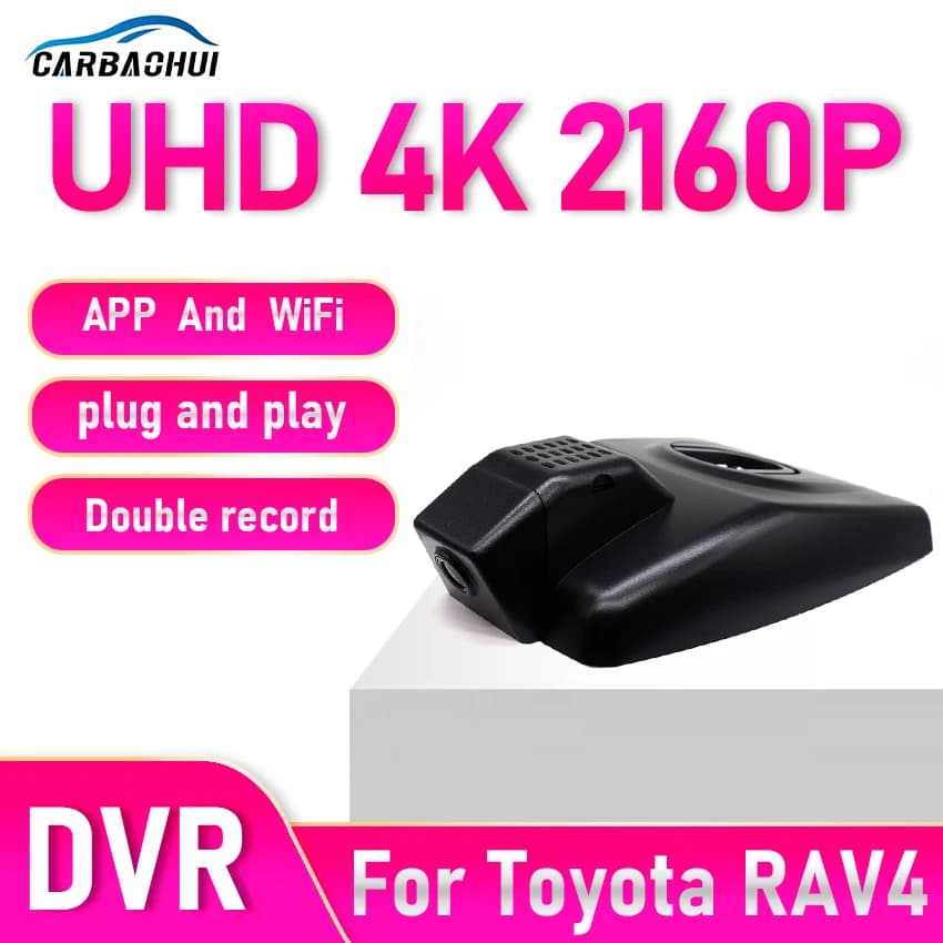 Plug and play WIfi DVR per auto per Toyota RAV4 XA40 XA50 2019 2020 2021 2022 2023 2024 2025, doppia lente con controllo APP 4K Dashcam