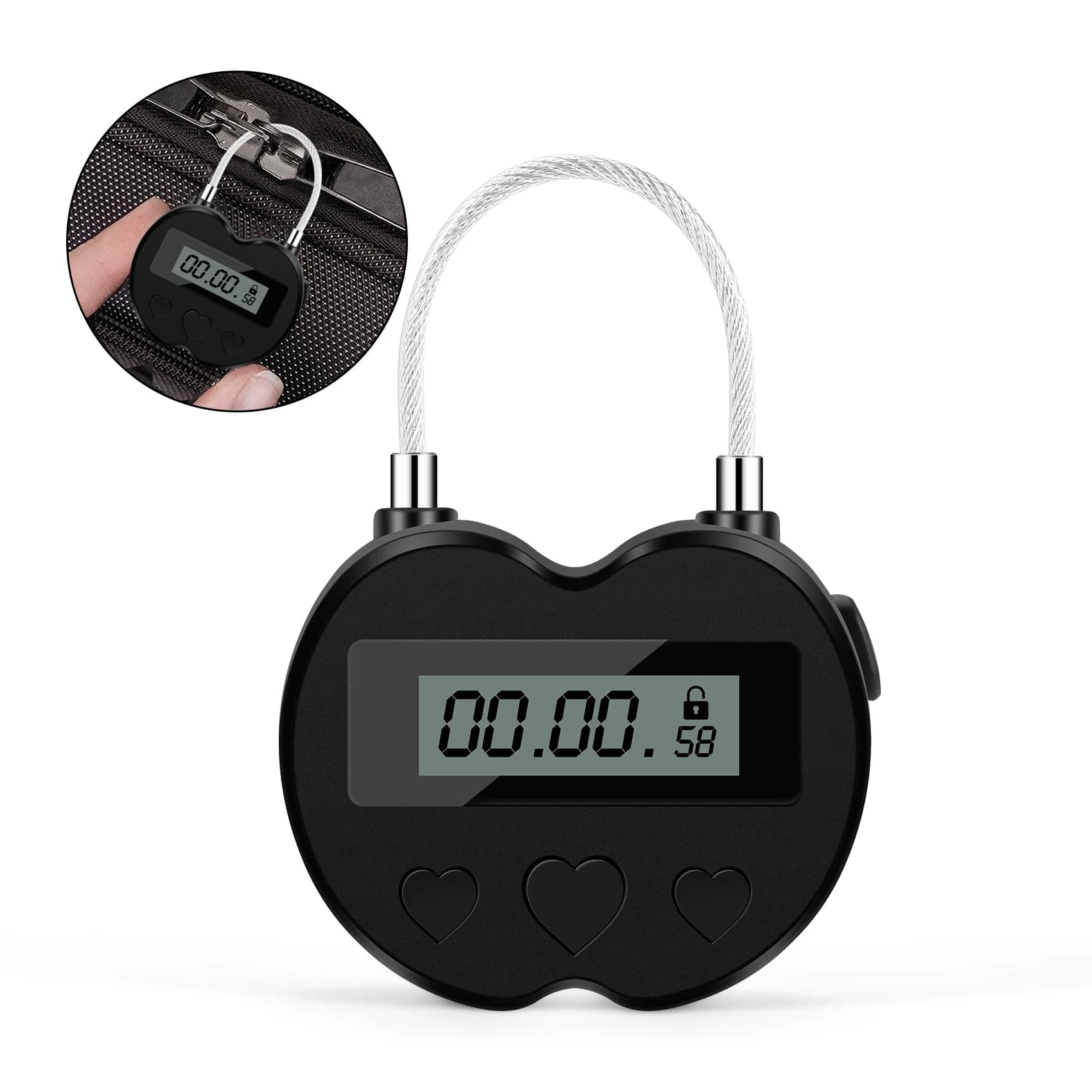 Smart Time Lock Display LCD Time Lock Multifunzione da viaggio elettronico, lucchetto temporaneo ricaricabile tramite USB impermeabile