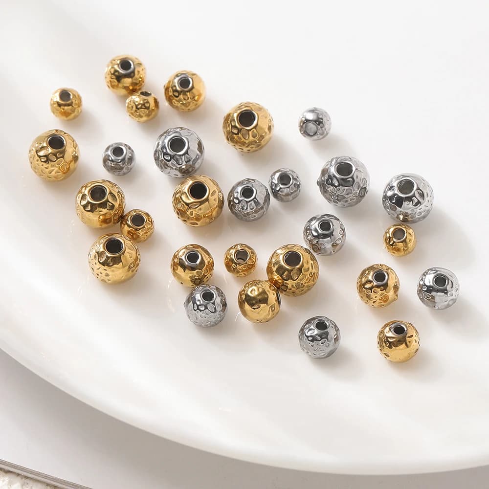 10 Pz/pacco 4-6mm Sfere In Acciaio Inox Perline Rotonde Allentate Del Distanziatore per la Collana FAI DA TE Bracciali Creazione di Gioielli Accessori