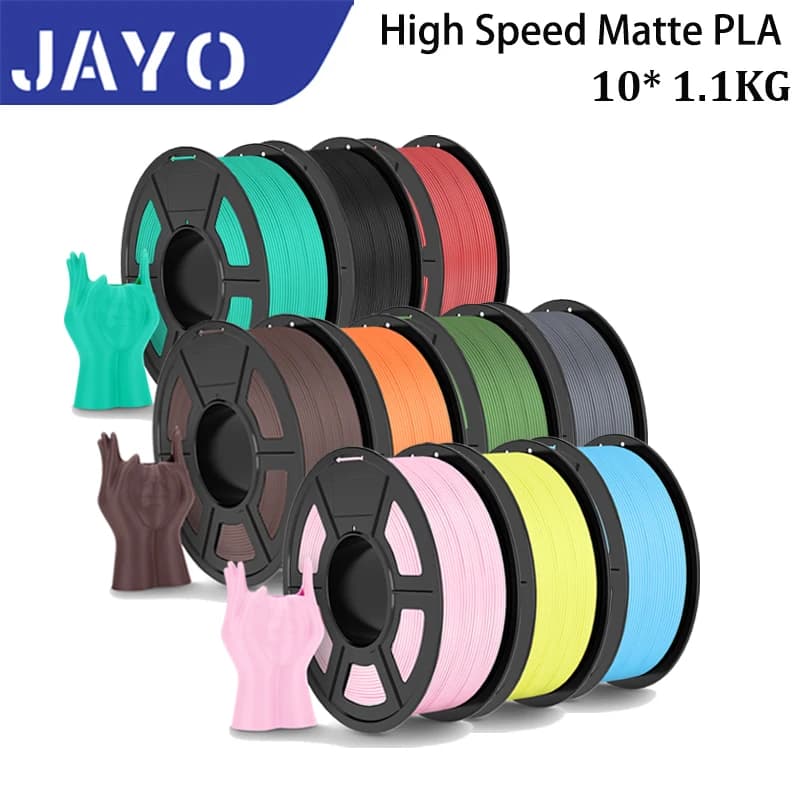 JAYO PLA Classic 10 filament rolls for 3D printer PLA matte high speed 1,75 mm Maxi 600 mm/s without bubbles FDM free for 3D printing