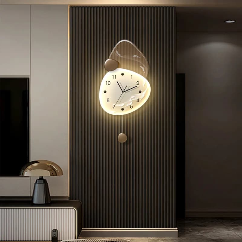 Il tempo viene e va Orologio da parete per soggiorno, griglia, sfondo, orologio decorativo creativo, lampada, pittura, sala da pranzo