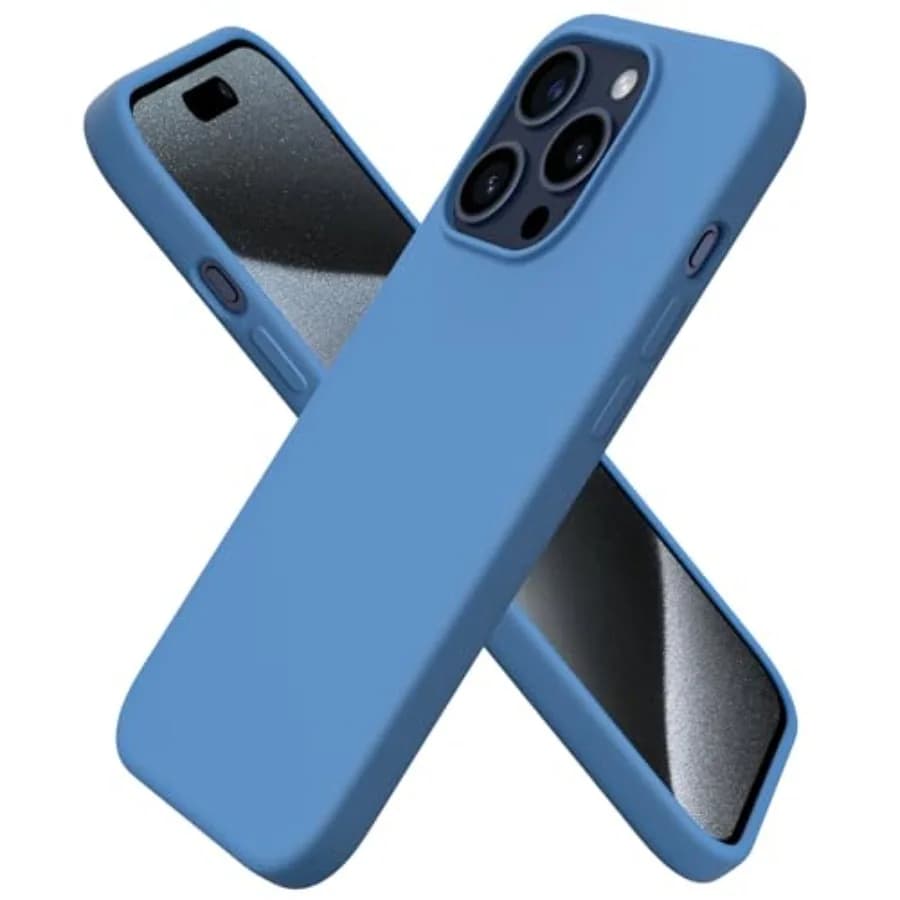 Compatible with iPhone 15 Pro Case 6.1, Liquid Silicone 3 Layers Full Covered Soft Gel Rubber Cover, Shockproof Protective Slim
