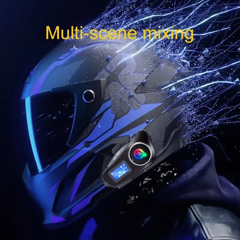 Interfono Bluetooth Q58 Max per Casco Moto, Auricolare per 2 Motociclisti, Display LCD, Impermeabile