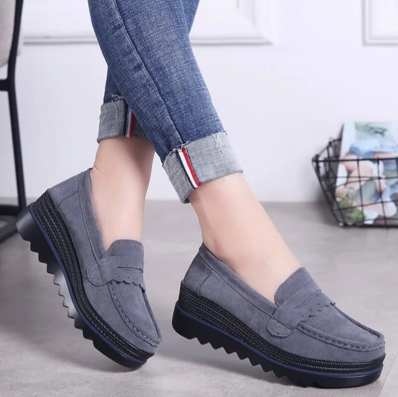 women's shoes moccasin leather suede sole muffin sole thick increase single shoe woman casual foot cover genuine leather