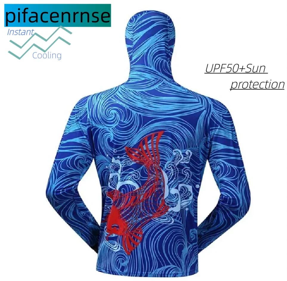 Solar Protective Clothing, Professional Fishing Sweatshirt with Mask, Rapid Drying Breathable Fishing Mesh