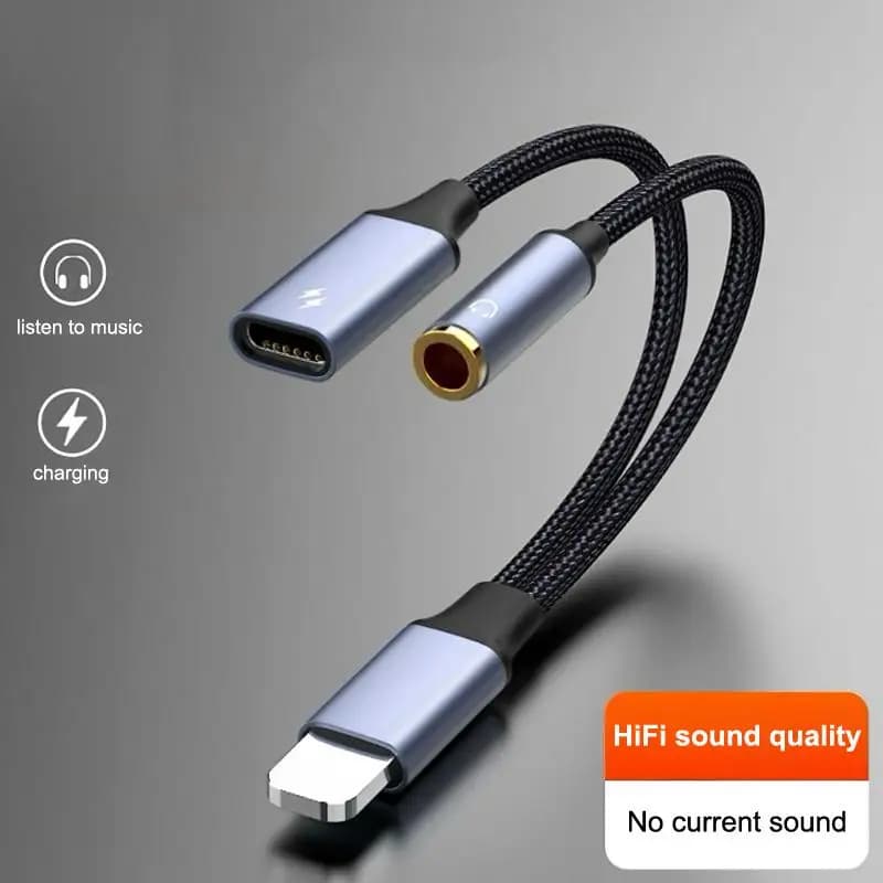 【Adattatore USB C 2 in 1 da USB C a cuffie da 3,5 mm e adattatore per caricabatterie PD 60W, cavo di ricarica rapida, adattatore jack Aux per telefono cellulare e tablet】