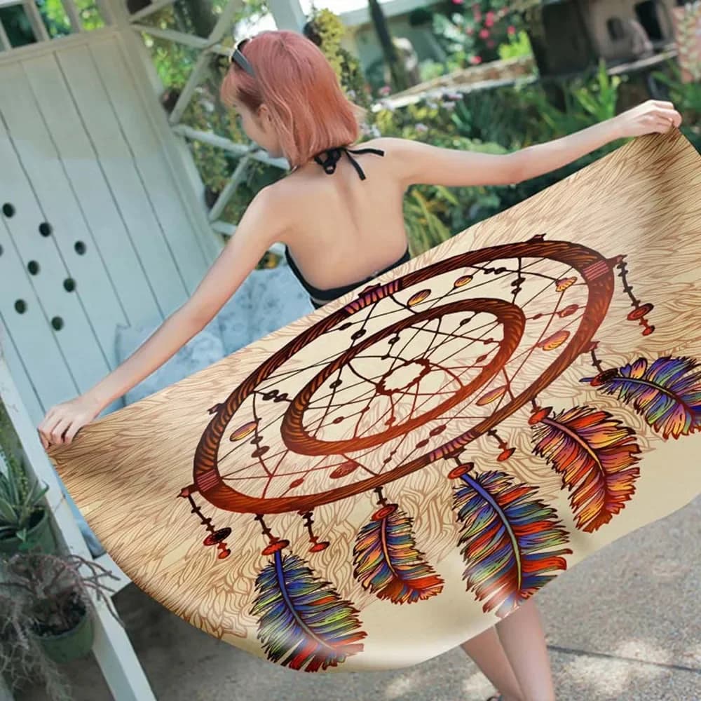 Acchiappasogni etnico Mandala Asciugamano da spiaggia Piume Fiore Rettangolare Yoga Spa Nuoto Viaggi Decorazioni per la casa Asciugamano Regalo di festa Donna