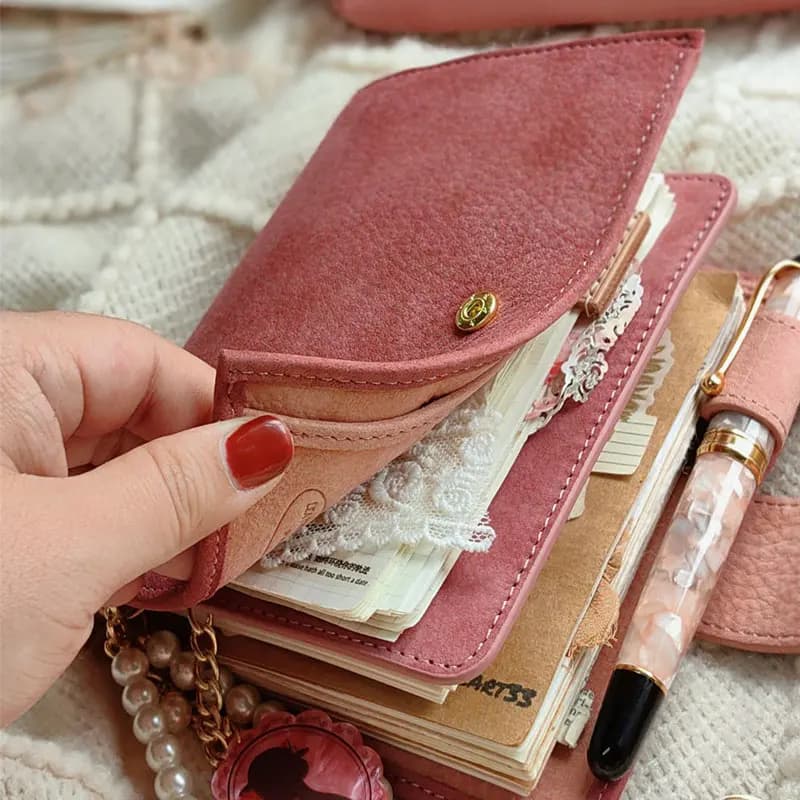 A5 A6 a7 A8 Dried Rose Matte Journal Genuine Leather Notebook Loose leaf Dinder Diary