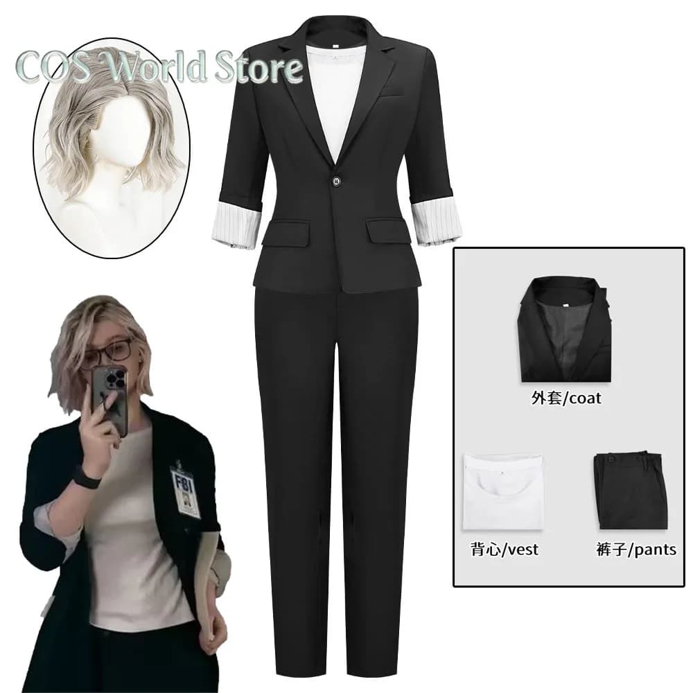 Costume Cosplay Anime Resident Evil 9 Requiem Ashcroft Grace, Uniforme Nera con Parrucca, Abbigliamento per Halloween e Carnevale