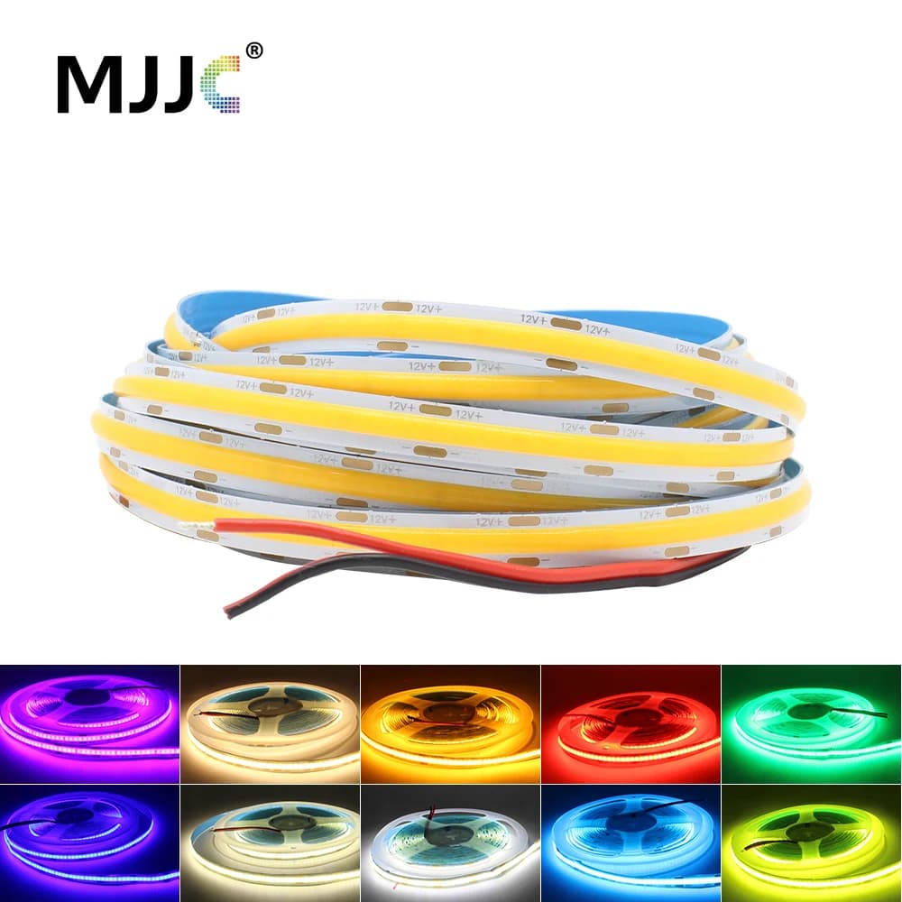 12V COB LED Strip Light 320LEDs/m High Density RA90 Warm Nature Cool White Red Ice Blue Yellow Pink Flexible Ribbon Linear Light