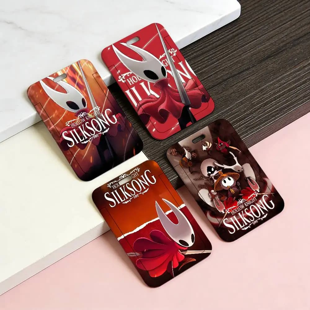 Porta Badge con Cordino per Gioco H-Hollow Knight Silksong, Porta Tessera Identificativa, Porta Carta Fotografica per Studenti, Porta Badge per Dipendenti con Copertura Scorrevole in Plastica