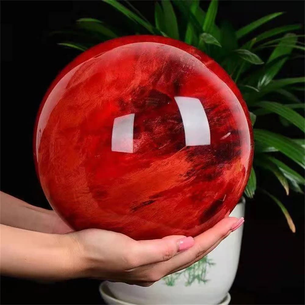 Bellissima sfera di quarzo in pietra rossa, sfera di cristallo rossa per fusione ad alta temperatura, pietra curativa Reiki minerale, divinazione magica Degaussi