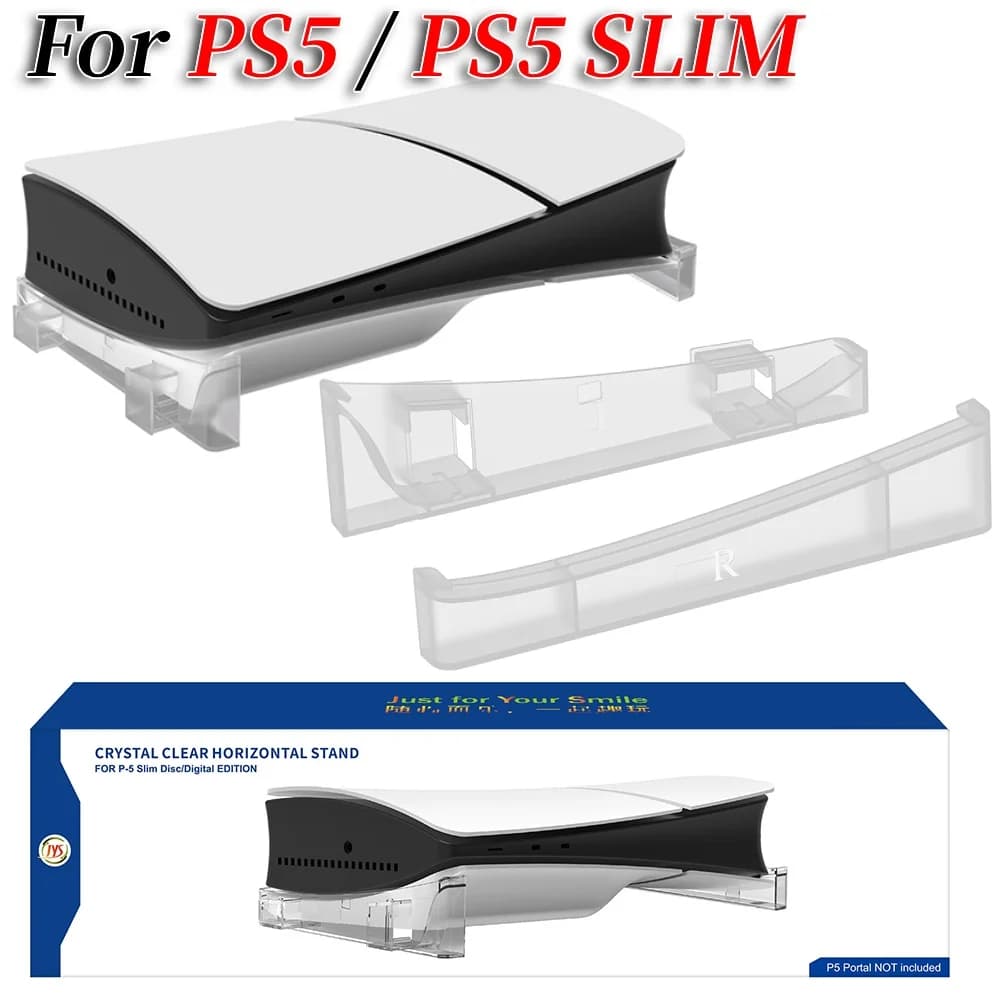 Horizontal support with non-slip base support Mads Accessories space saving for Playstation 5 Slim Disc and digital edition