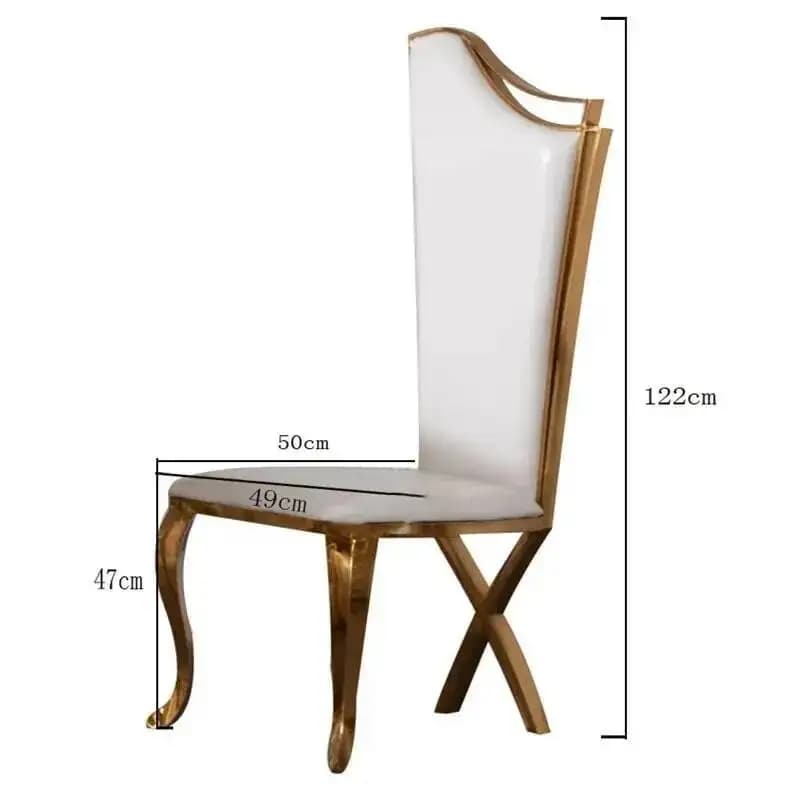 Sedie da Pranzo di Lusso Leggero con Schienale Alto, Sedia in Pelle Nordica, Arredamento per Sala da Pranzo, Sedia Decorativa con Gambe Dorate in Acciaio Inossidabile