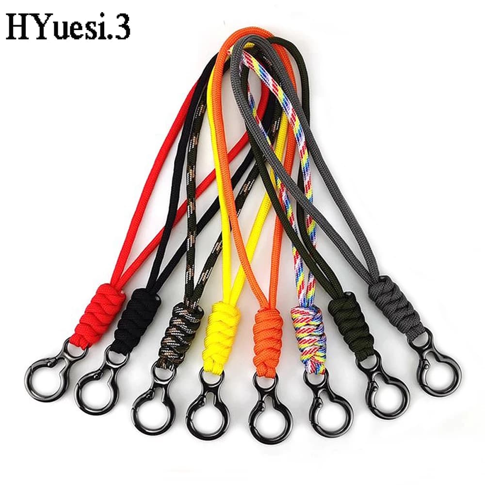 Portachiavi classico con cordino in paracord, corda da polso intrecciata multifunzionale anti-bloccaggio con anelli a molla per chiave portafoglio telefono badge identificativo