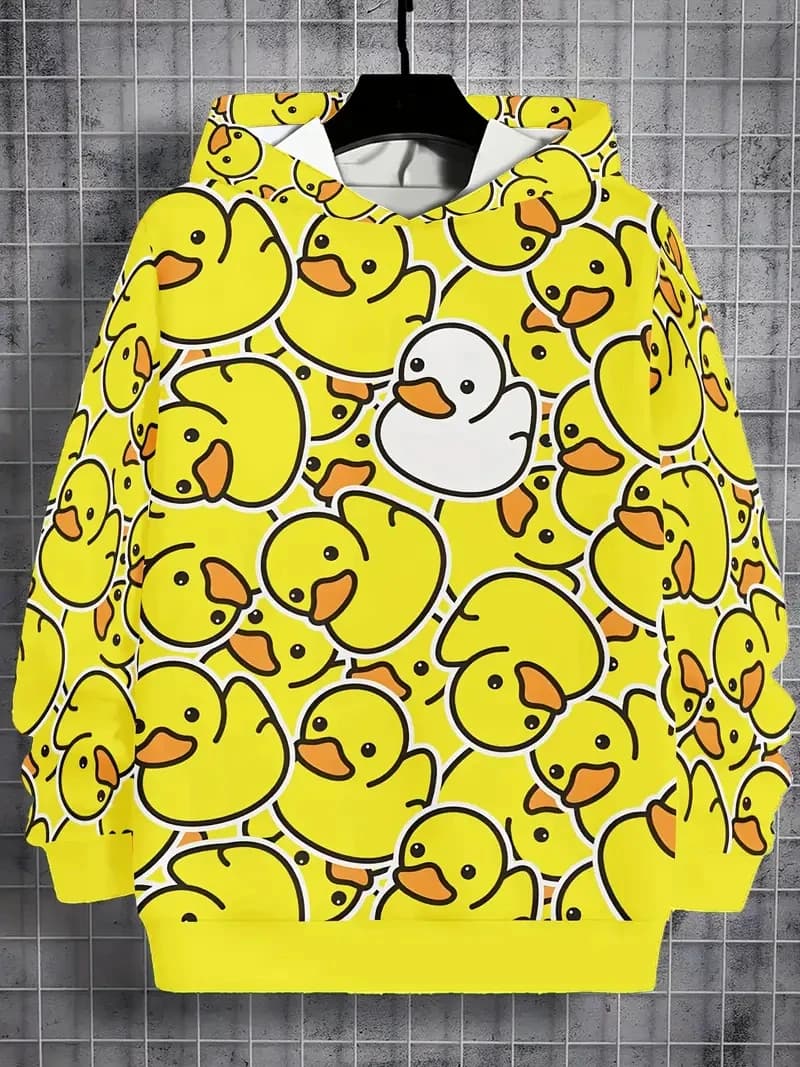 Novelty Cartoon Duck Graphic 3D Print All Seasons Men Hoodies With Pockets Casual Sweatshirt Cool Pullover Top Women Hoodies New