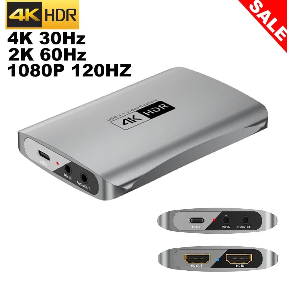 Scheda di acquisizione di rinculo 4K da USB C a HDMI con Streaming Audio Mic per PS5 4 Nintendo Switch Camera Video Game Capture Box