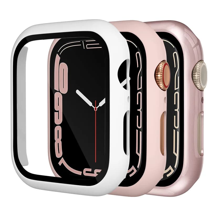 Tempered Glass + Cover for Apple Watch Case Series 9 8 7 41mm 45mm 42mm HD PC protection screen bumper iWatch 6 5 4 if 44mm 40mm