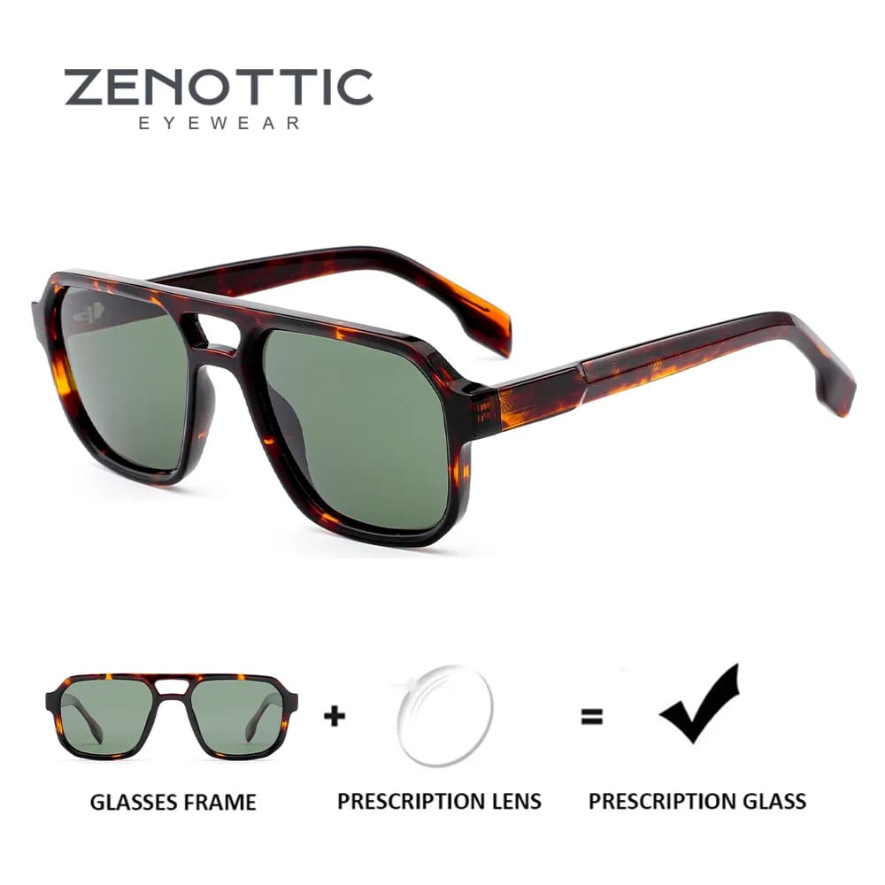 ZENOTTIC Elegante Miopia Aviator Occhiali da sole da vista Uomo Fatto a mano in acetato Uv400 Occhiali da sole correttivi pilota polarizzati