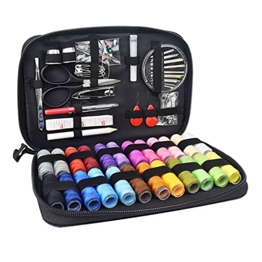 Kit da 90 Pezzi Multifunzione per Cucito con Ago e Filo, Strumenti Fai-da-Te, Set per Ricamo a Croce, Kit da Cucito Portatile con Borsa