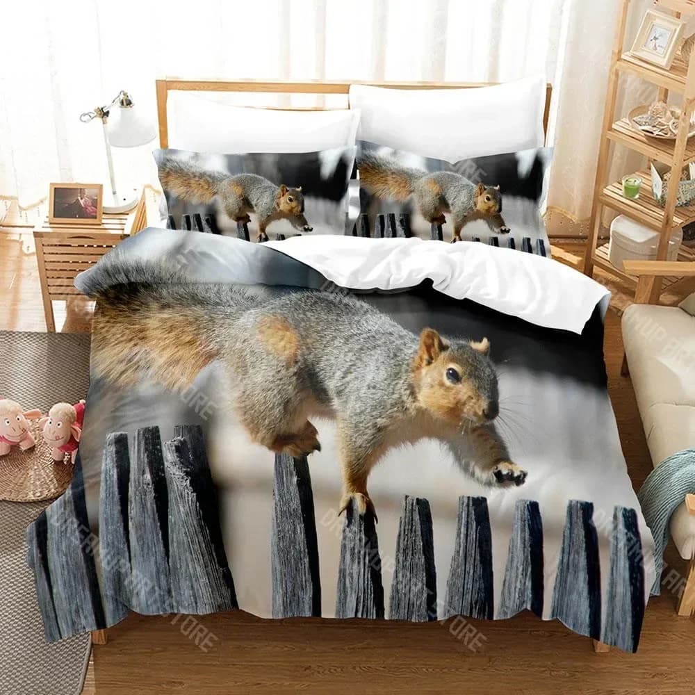 Animal squirrel bed linen set with 3D printing Queen King Size Full Single Bed Set Adult Bed Cover Set Adult Bed Sheet Souls