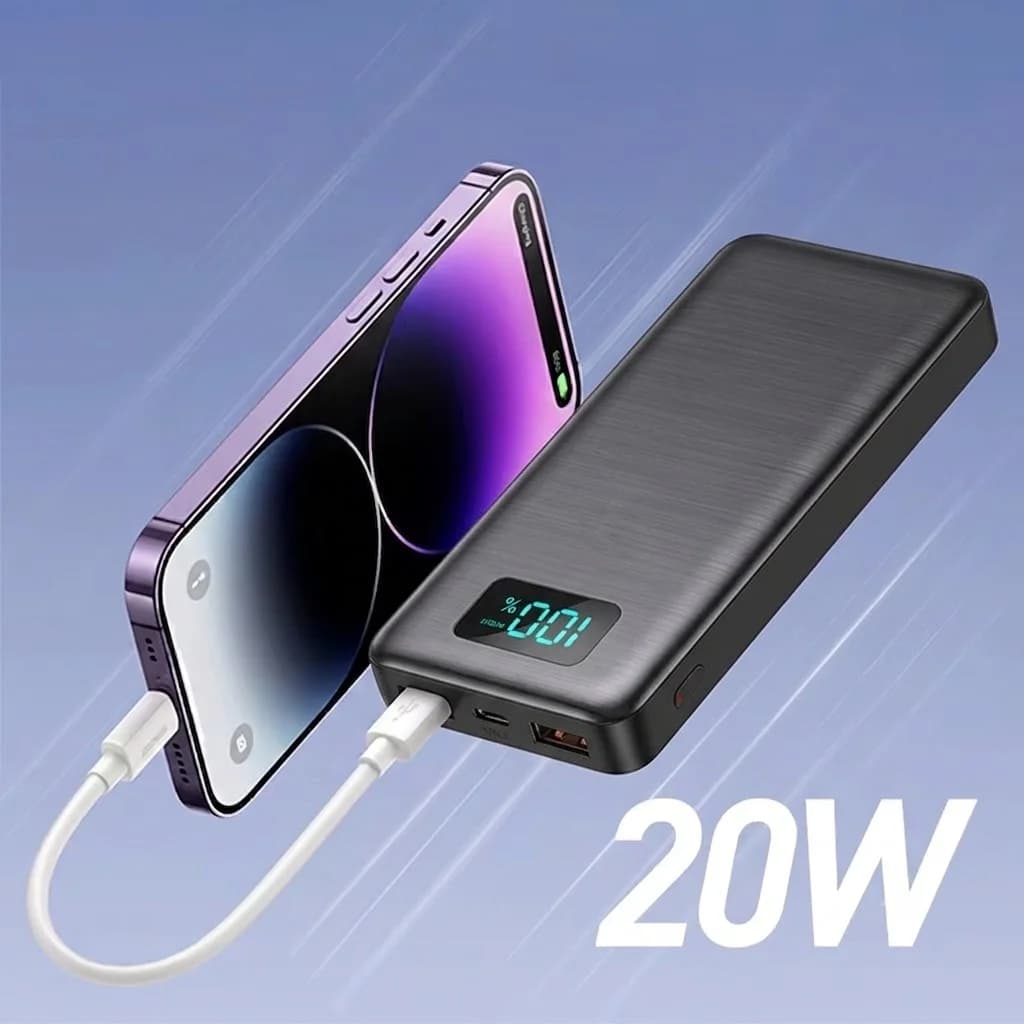 20W PD Fast Charge Powerbank 10000mAh Thin Portable Charger Type C USB C External Battery Backup Power Supply with LED Display for Travel Camping fits iPhone 17 16 15 14 Plus Pro Max Samsung Galaxy S26 S25 Ultra S24 Google Pixel 9 8 Pro