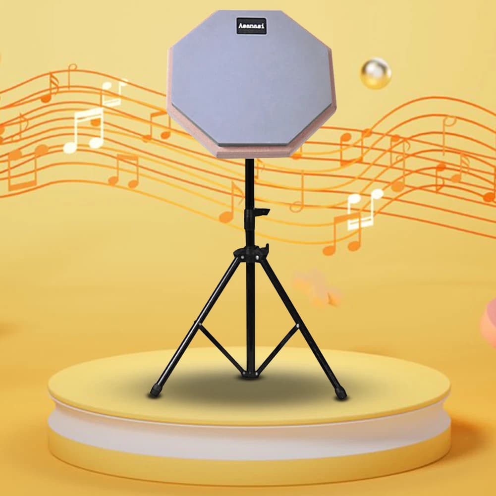 Pad per batteria da pratica silenzioso in legno e gomma da 8 pollici con supporto regolabile, pad per batteria da allenamento antiurto per principianti