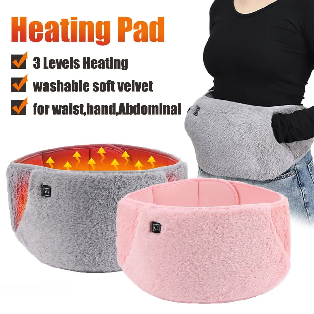Riscaldamento elettrico Cuscino per il periodo Scaldavita Velluto morbido 3 livelli Grafene Cordless Mano Schiena Impacco caldo addominale Cinture lavabili